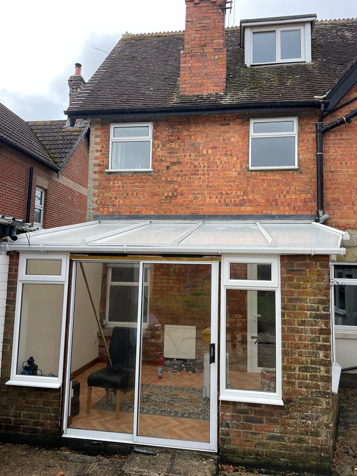 Conservatory roof bright and clear after cleaning