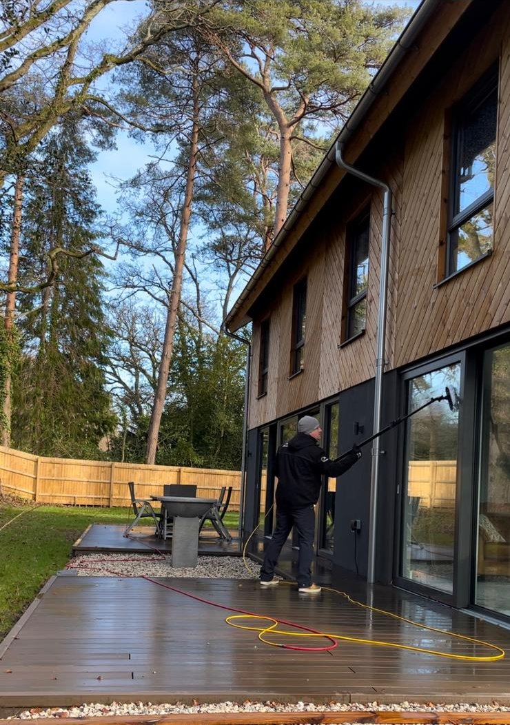 Residential window cleaning on a family home in East Dorset